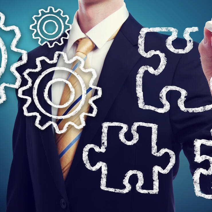 Piirretyt palapelin palat ja ratakset