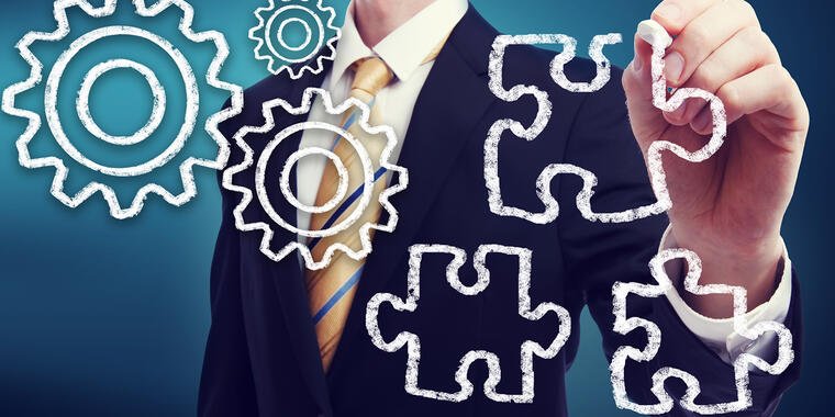 Piirretyt palapelin palat ja ratakset